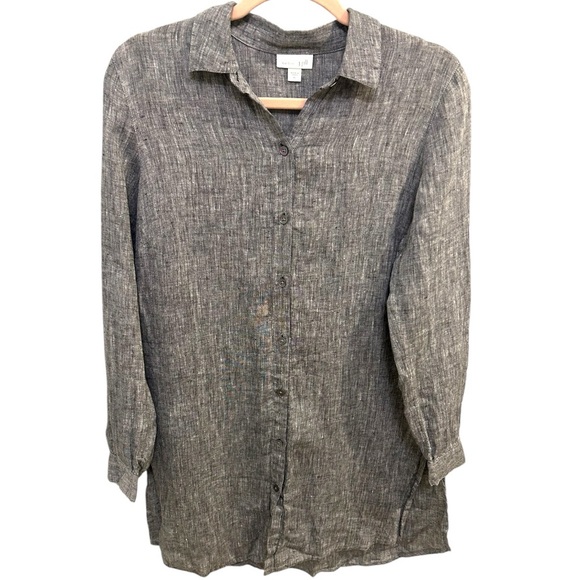 J. Jill Tops - J. Jill Love Linen Gray Button down clinic size XS EUC T0800